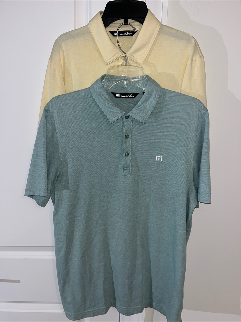 2-two Travis Mathew Pastel Green & Maize Yellow golf polo shirt package mens M